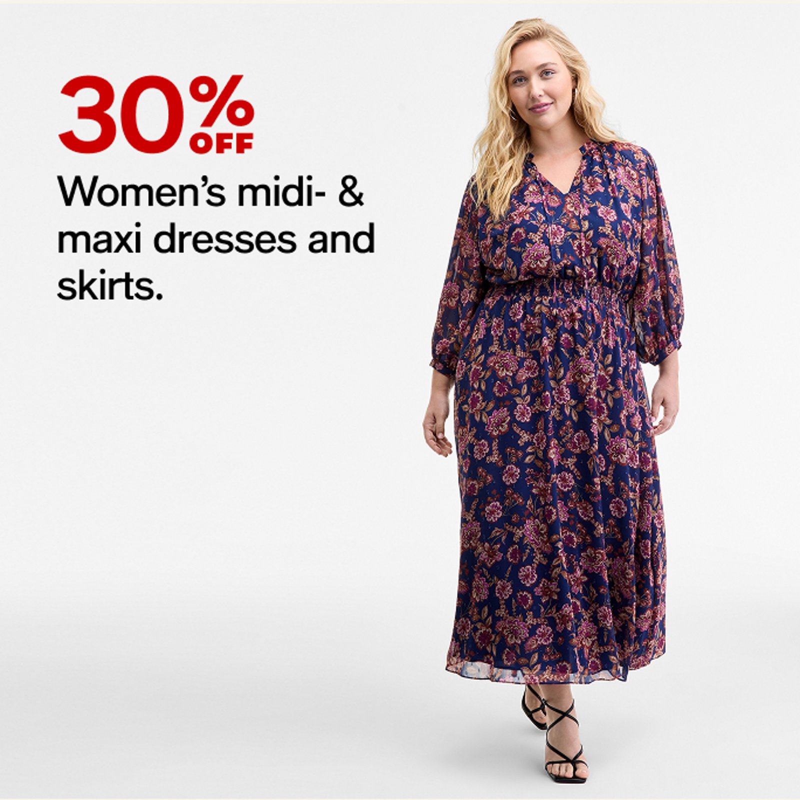30% off women's midi & maxi dresses and skirts