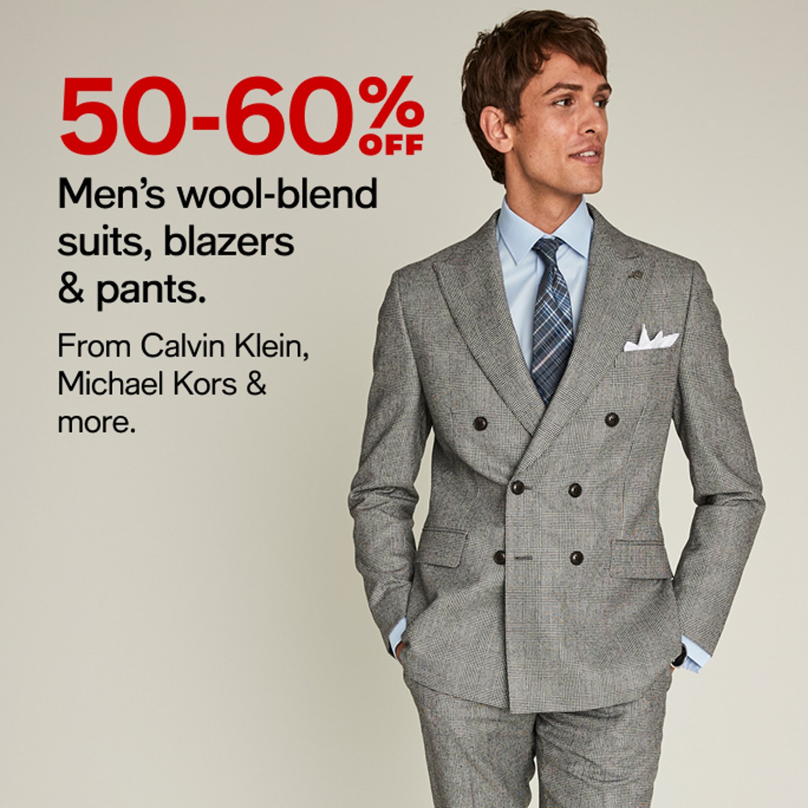 Men's wool-blend suits, blazers& pants